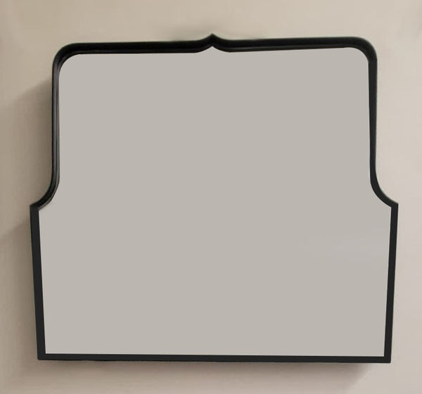 Ambrosia mirror made with a sleek steel frame in black side view