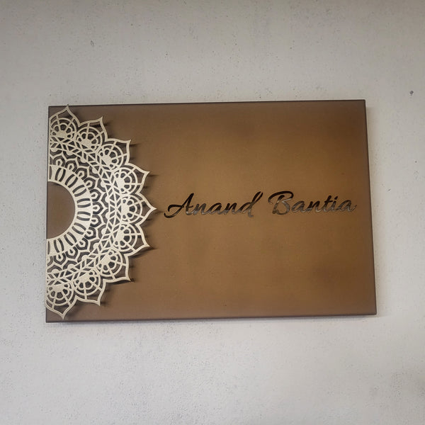 mandala metal art number plate for home