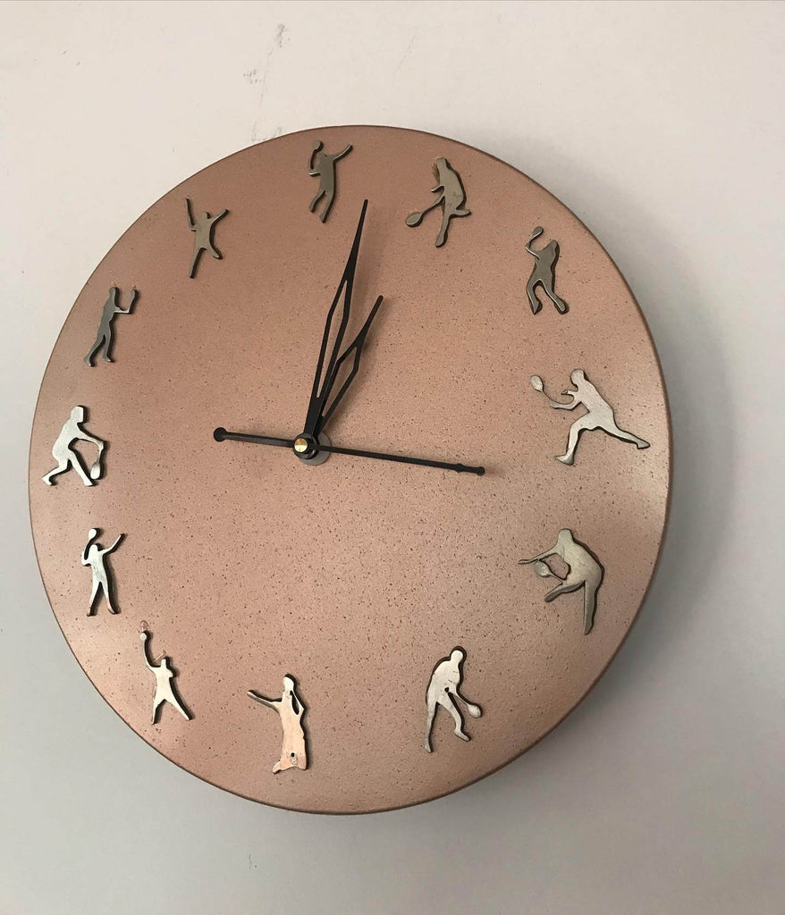 DesignmintDecor - Badminton Sports Wall Clock in Rose Gold Metal from side angle