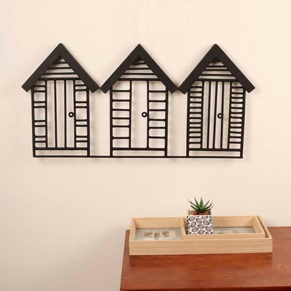 DesignmintDecor - Homes Sweet Homes Metal Wall Art in Matt Black