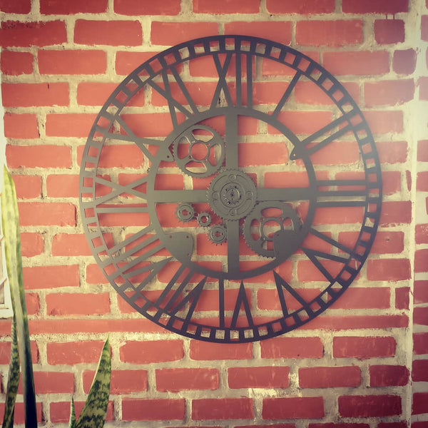 DesignmintDecor - Industrial Gears Metal Wall Clock 