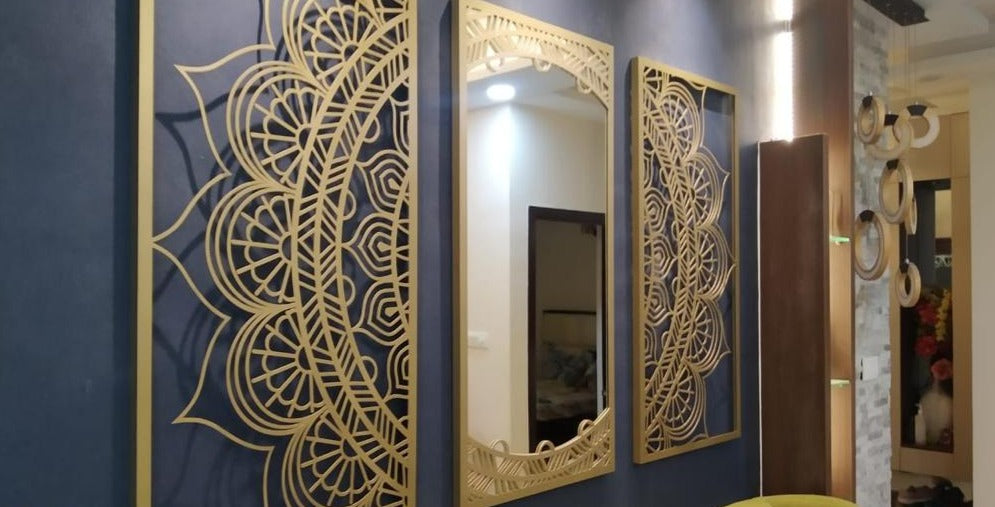 DesignmintDecor - Mandala Art with Mirror ( Set of 3) 
