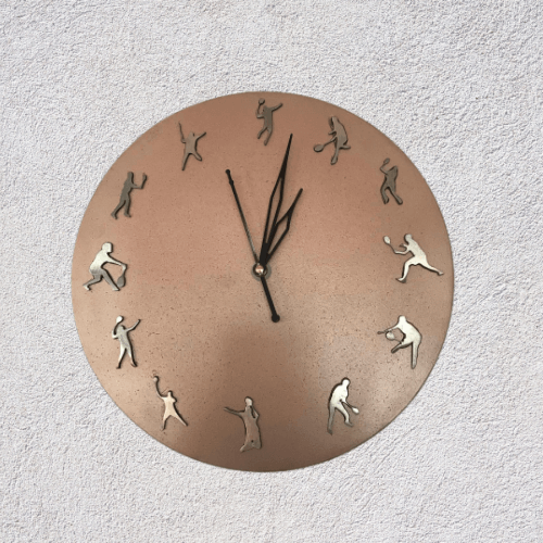 DesignmintDecor - Badminton Sports Wall Clock in Rose Gold Metal 